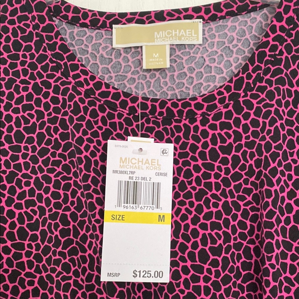 Michael Kors Pink and Black Patterned Dress. Size M.